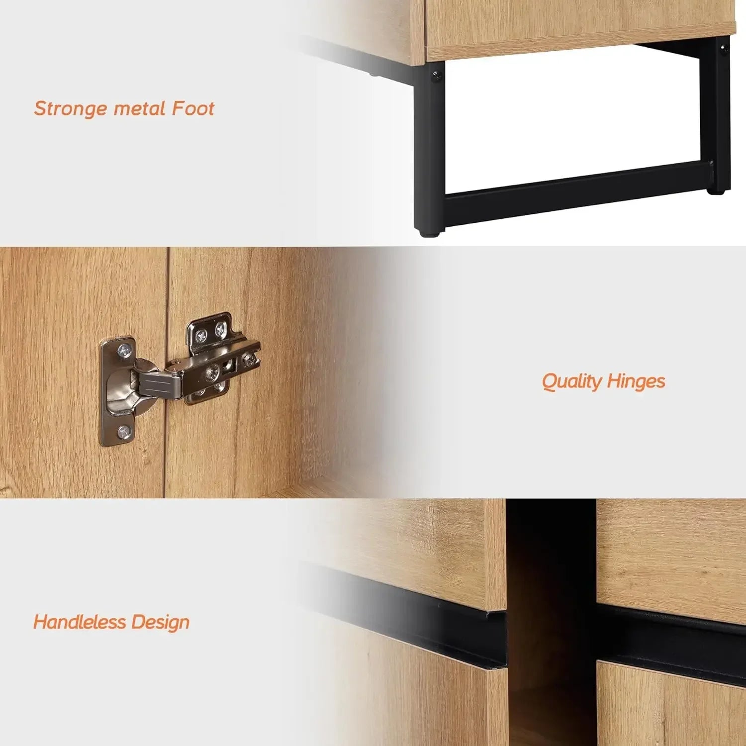 Modern TV Stand for TVs up to 110 inch, 3 in 1 Entertainment Center TV Console with Storage Cabinets Living Room, Oak