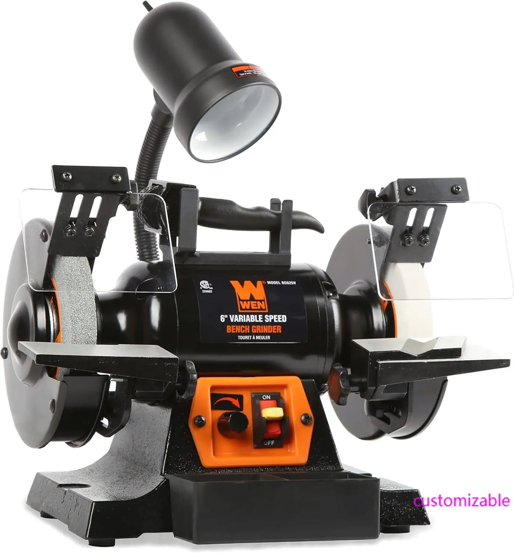 6-Inch Variable Speed Bench Grinder with Flexible Work Light, 2.5-Amp, Black BG625V