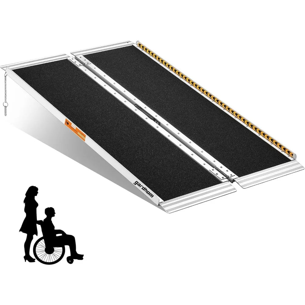 Customizable Wheelchair Ramp 4FT,  800 LBS Aluminum Portable Folding Handicap Ramp/ Wheel Chair Ramp/ Threshold Door