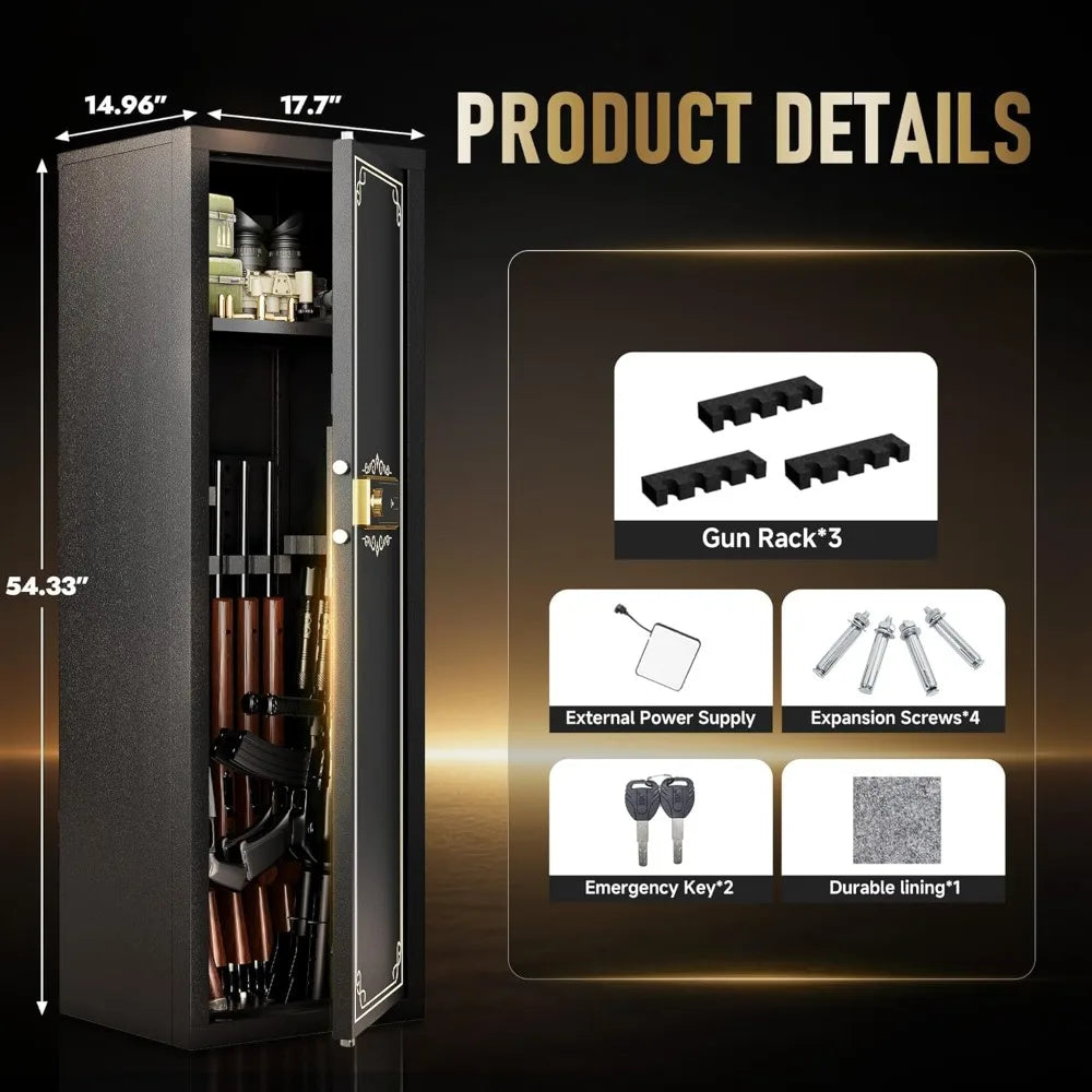 Gun Safe for Home Rifle and Pistols Biometric Gun Safe & Cabinets, Gun Cabinet for Rifles