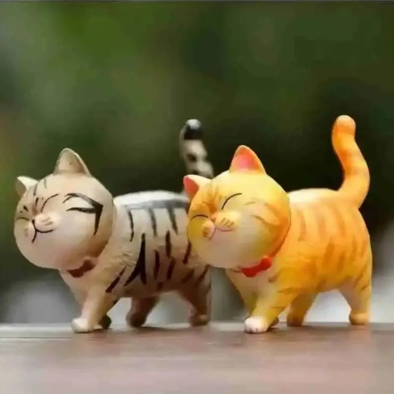 9pcs Cute Cat Ornaments Set, Kawaii Desktop Decor for Home Office, Mini Cat Figurines with Bell, Perfect Birthday Gift
