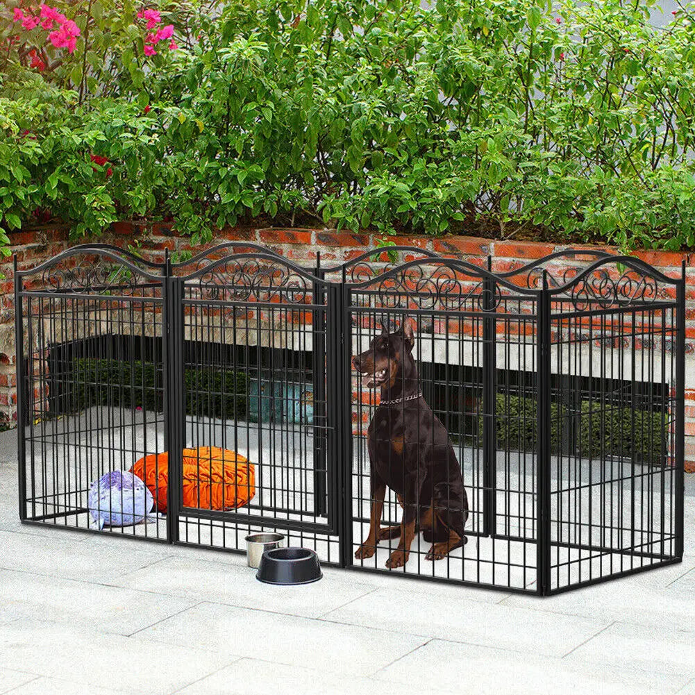 Dog Playpen, 8 Panels Playpen/ 32 Inch Height in Heavy Duty, Folding Indoor Outdoor Anti-Rust Dog Exercise Fence/ Portable