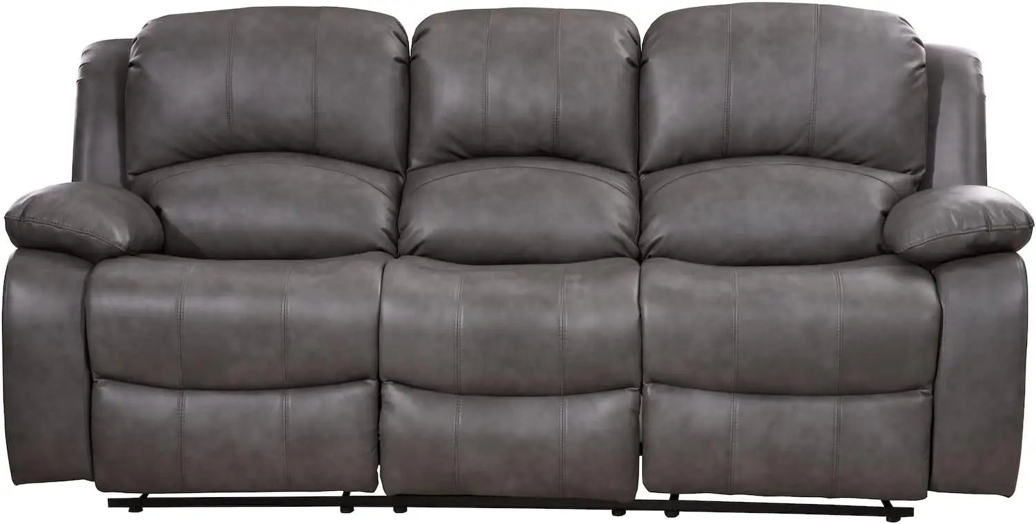 2PC Leather Air Reclining Sofa Loveseat Set Living Room Set 8018 Multiple Colors (Gray)