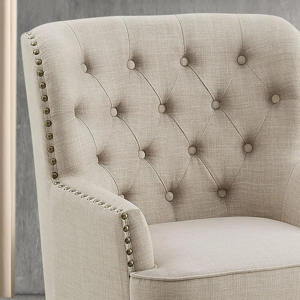 Mid-Century Modern Upholstered Accent Chair and Ottoman Set