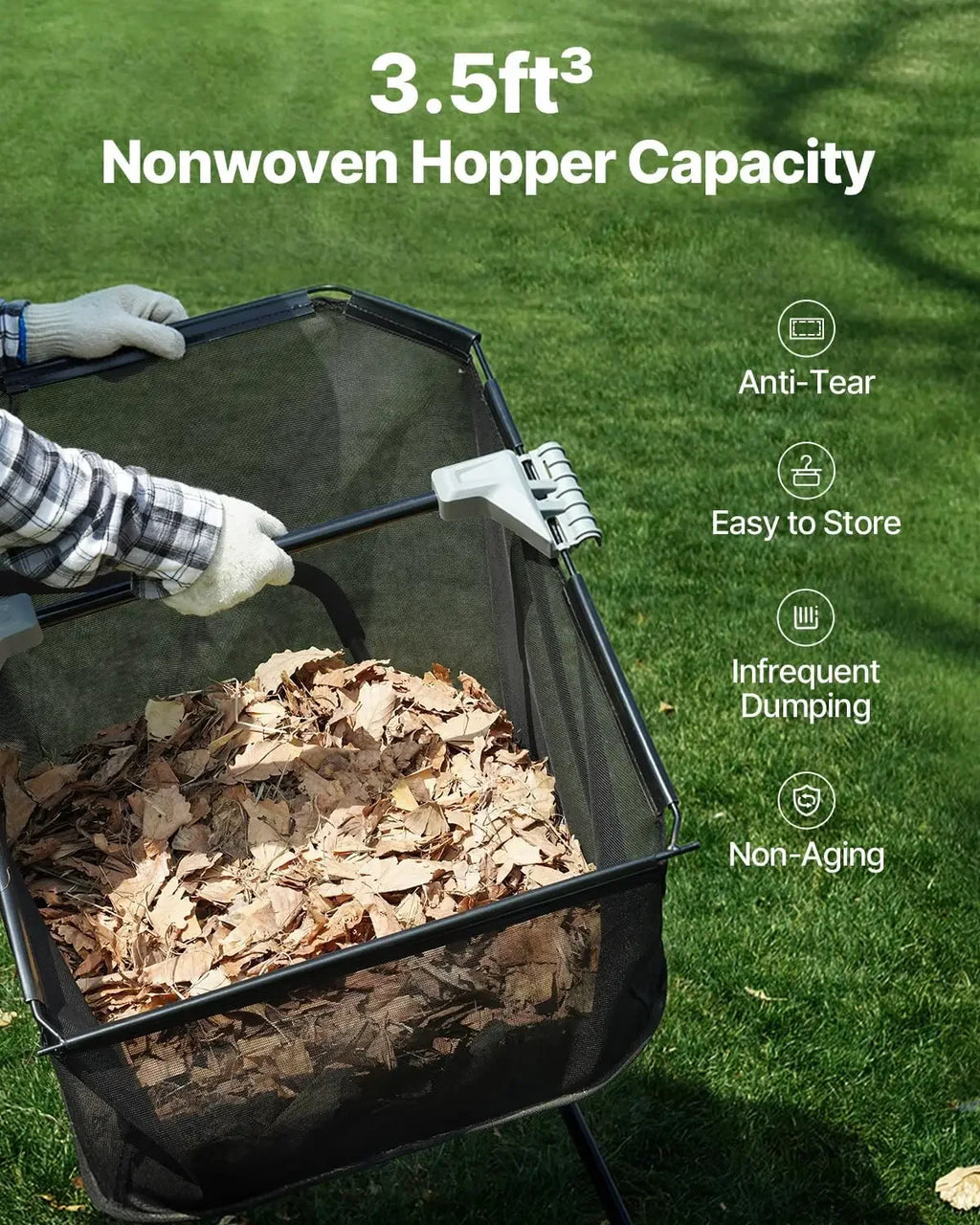 Push Lawn Sweeper, 21-inch Leaf & Grass Collector, Strong Rubber Wheels & Heavy Duty Thickened Steel