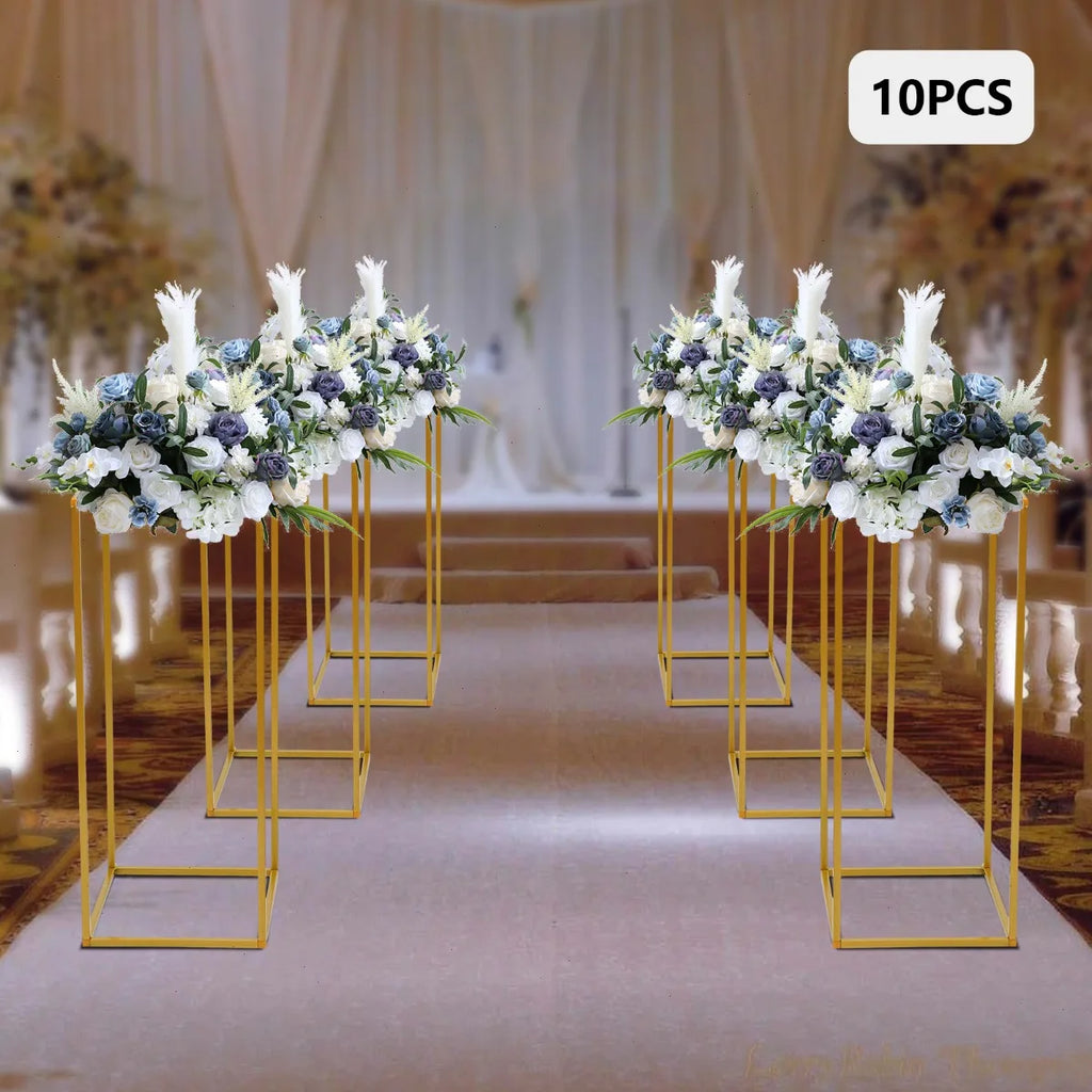  Wedding Flower Stand, Flower Stand, 10pcs 23 Inch Square Gold Stand, DIY Floral Decor, Strong Stability ,10KG Load-bearing
