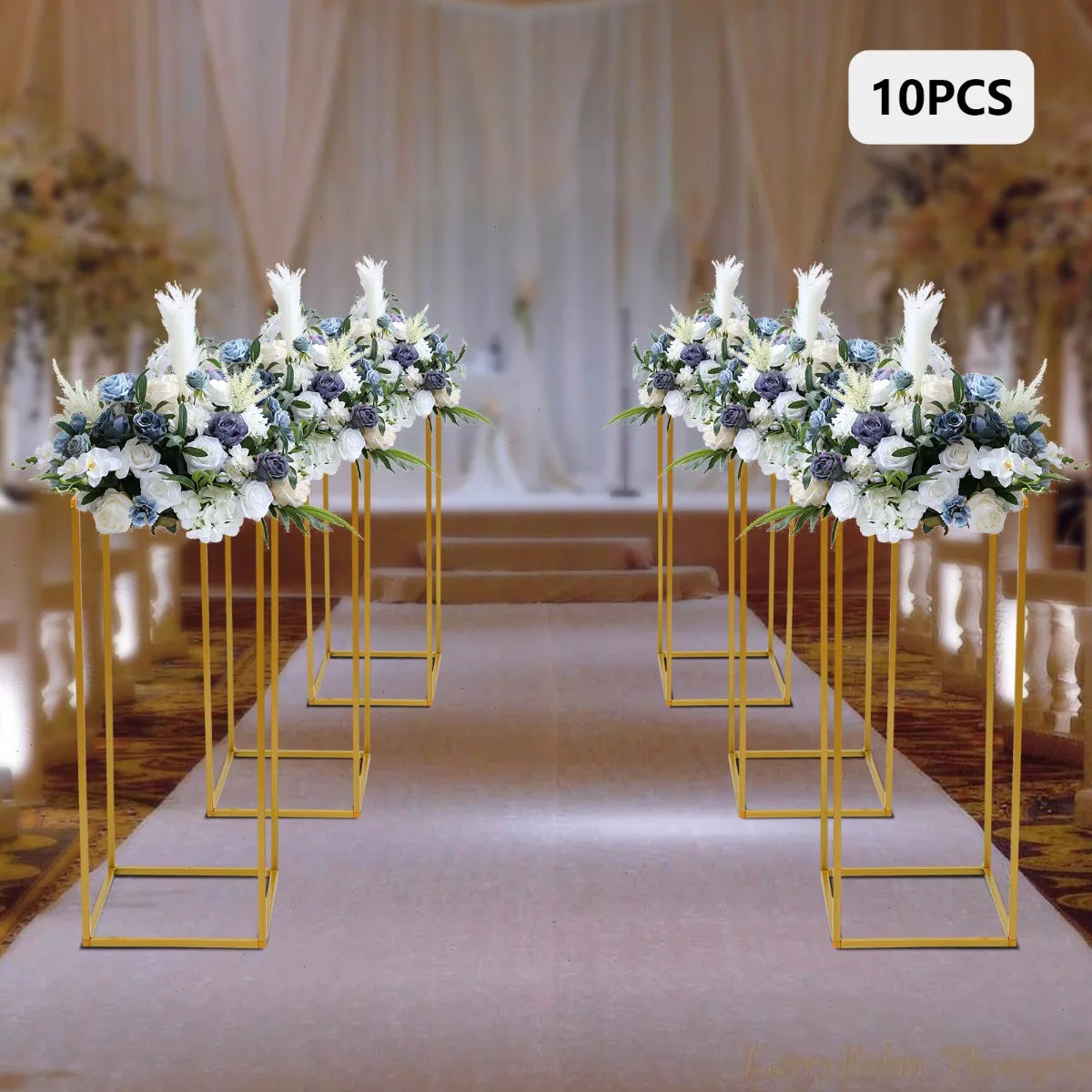  Wedding Flower Stand, Flower Stand, 10pcs 23 Inch Square Gold Stand, DIY Floral Decor, Strong Stability ,10KG Load-bearing