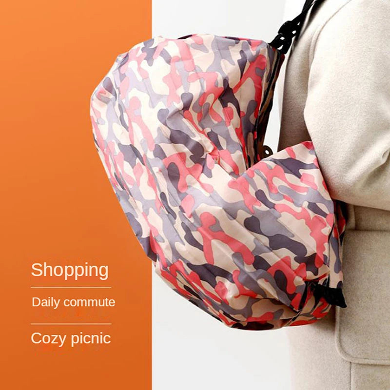 Foldable Storage Bag With Handle/ Portable Travel Camouflage Handbags/ Large Capacity Shopping Bag