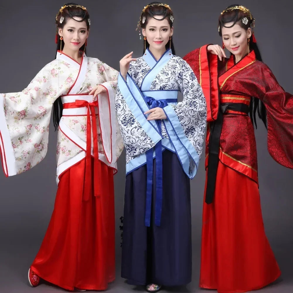 Vintage Ethnic Style Women Top/ Skirt 2 Piece Set Princess Dance Costume/ Hanfu Ladies Suit Cosplay Outfit Woman New Year Clothing