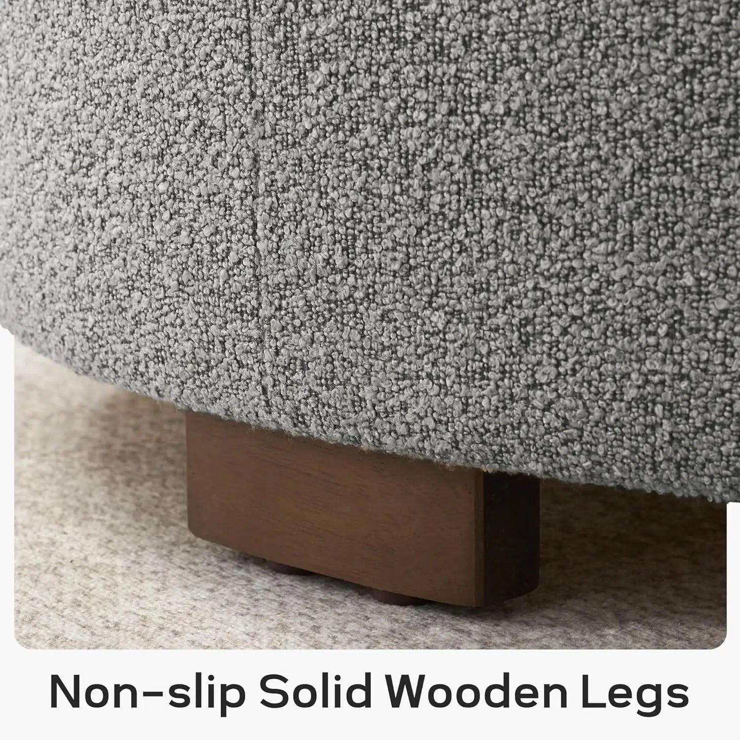 30 Inch Round Storage Ottoman Coffee Table, Modern Boucle Fabric with Lift-Off Lid and Solid Wood Legs for Living Room, Bedroom