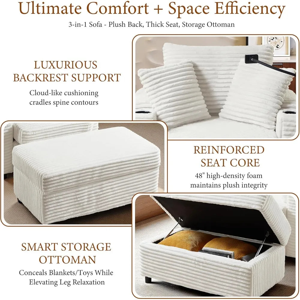 Accent Chair with Storage Ottoman