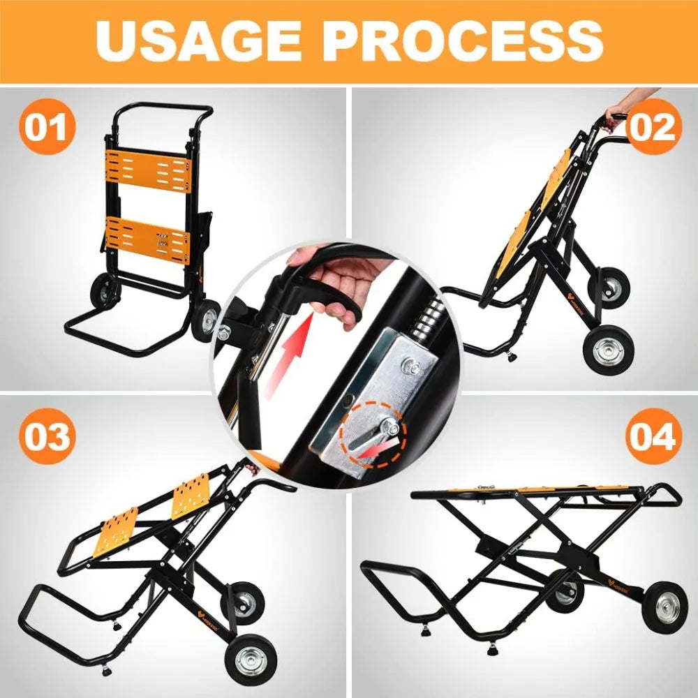 Portable Table Saw Stand, 330 LBS Load Capacity Rolling Foldable Table Saw Table with 8 Inch Wheels, Heavy Duty Construction