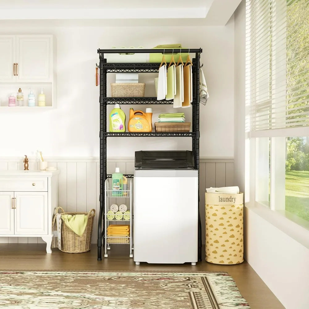 Freestanding Metal 3-Tier Laundry Room Storage Shelf for Clothes, Over Washer and Dryer Organizer