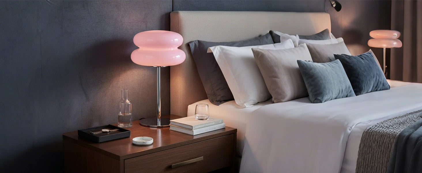 Macaron Glass Table Lamp /Trichromatic Dimming Living Room Atmosphere / Night Light/ Girl Bedroom/ Bedside Decor
