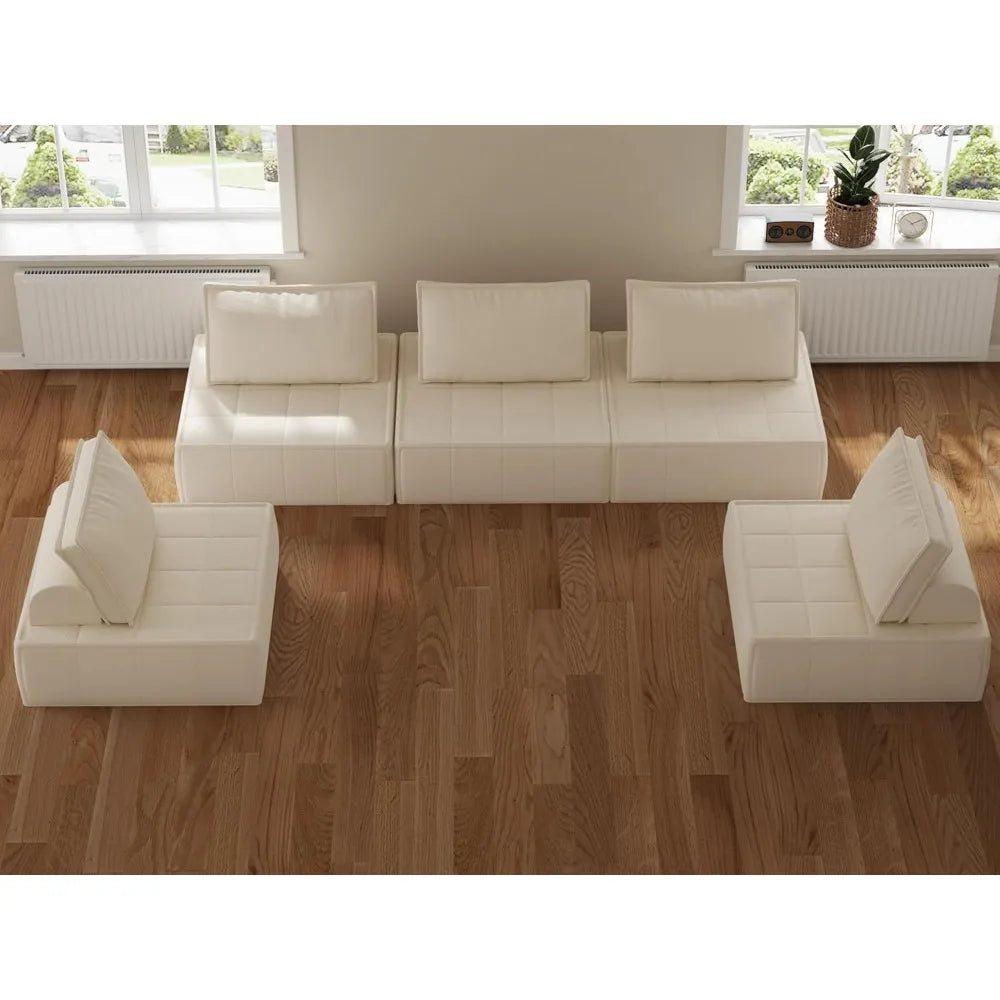 Modular Sectional Loveseat, 2-Piece Deep Seat Corduroy Lounge Sofa with Movable Cushions, Small Loveseat Couch for Living Room