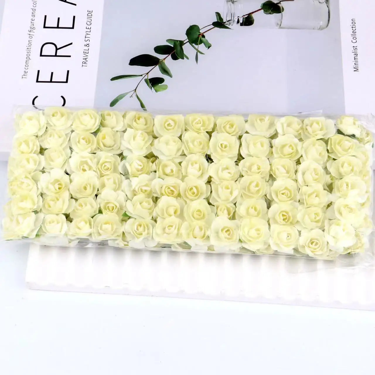 144PCS 1.5 cm Artificial Mini Paper Rose Bouquet For Scrapbooking/ For Wedding Party Decoration/ Cheap Artificial Rose Flowers