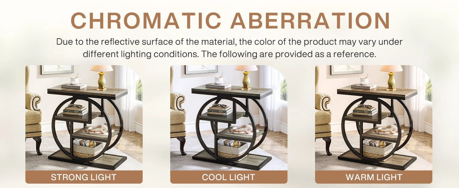 End Table for Living Room and Bedroom, 4-Tier Narrow Side Table with Storage Shelves