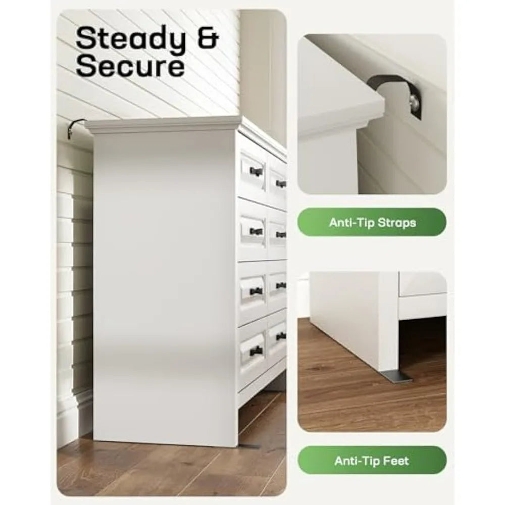 Customizable Elegant 8-Drawer Solid Wood Dresser