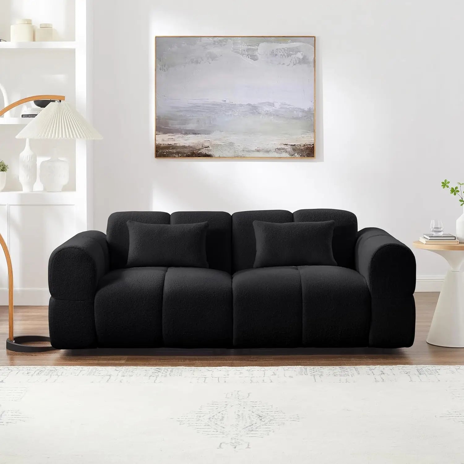 80" Upholstered 3-Seater Boucle Couch | Comfy Deep Seat Lambswool Cloud Sofa | Modern Oversized Loveseat for Living Room