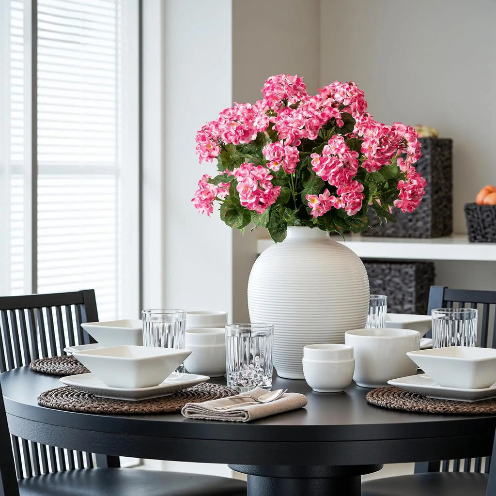 Artificial Geranium Flowers for Outdoors 19.6" Geraniums Artificial Flowers Realistic Faux Geraniums for Outdoor Planter