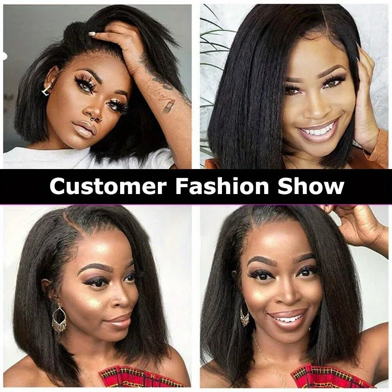 Straight Natural Straight Short Human Hair Wig,13x4 HD Front Lace, 5×5 No Glue Pre-Pulled Hairline Design for Easy Care