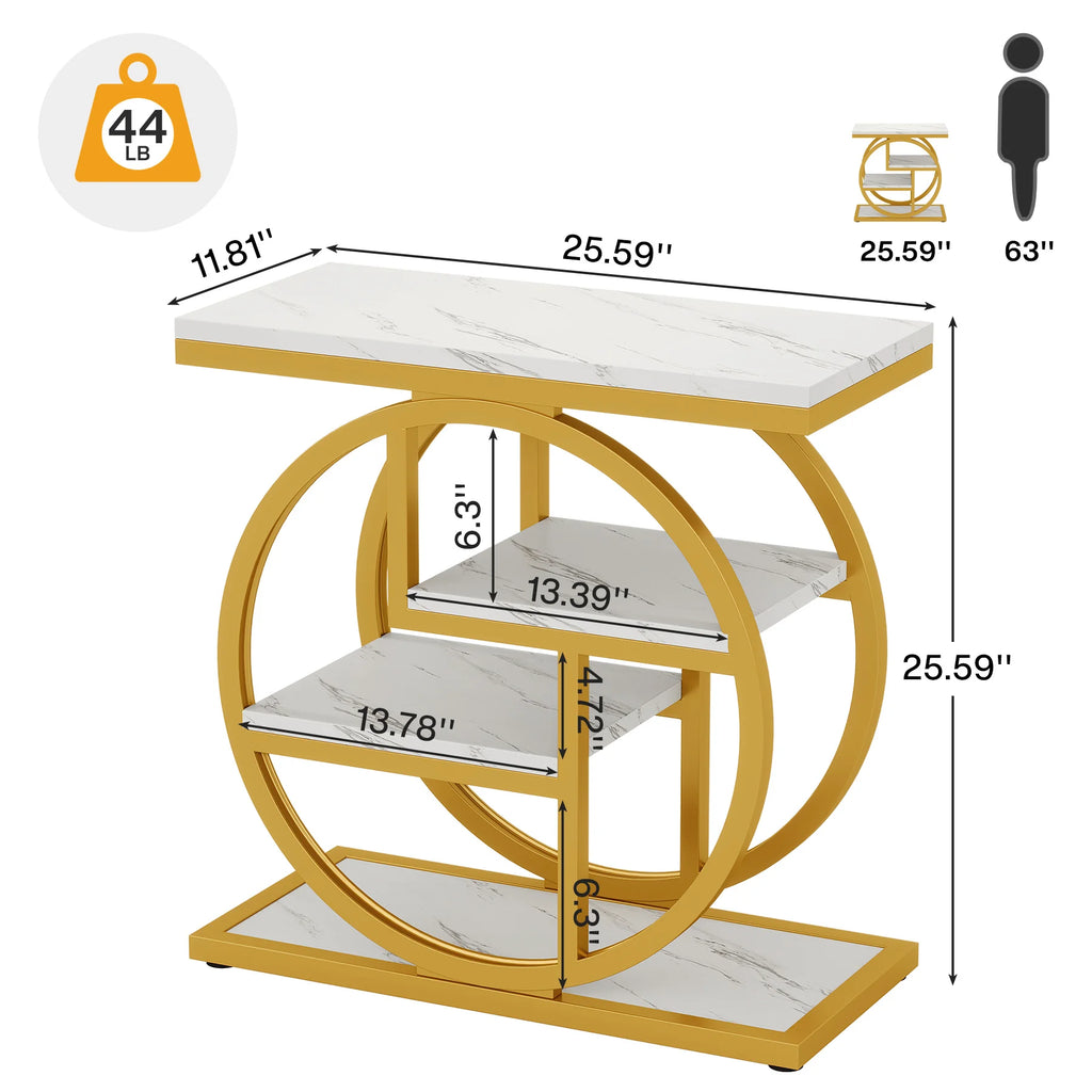 End Table for Living Room and Bedroom, 4-Tier Narrow Side Table with Storage Shelves