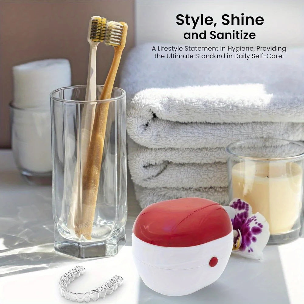 Travel - Ready Denture Cup Kit: Portable Cleaning Case for Dentures, Retainers & Mouth Guards