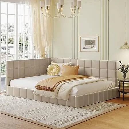 Full-Size Velvet Daybed with Armrests and Backrest, Sofa Bed Frame with Slats Kit for Guest Rooms, Bedrooms, Apartments