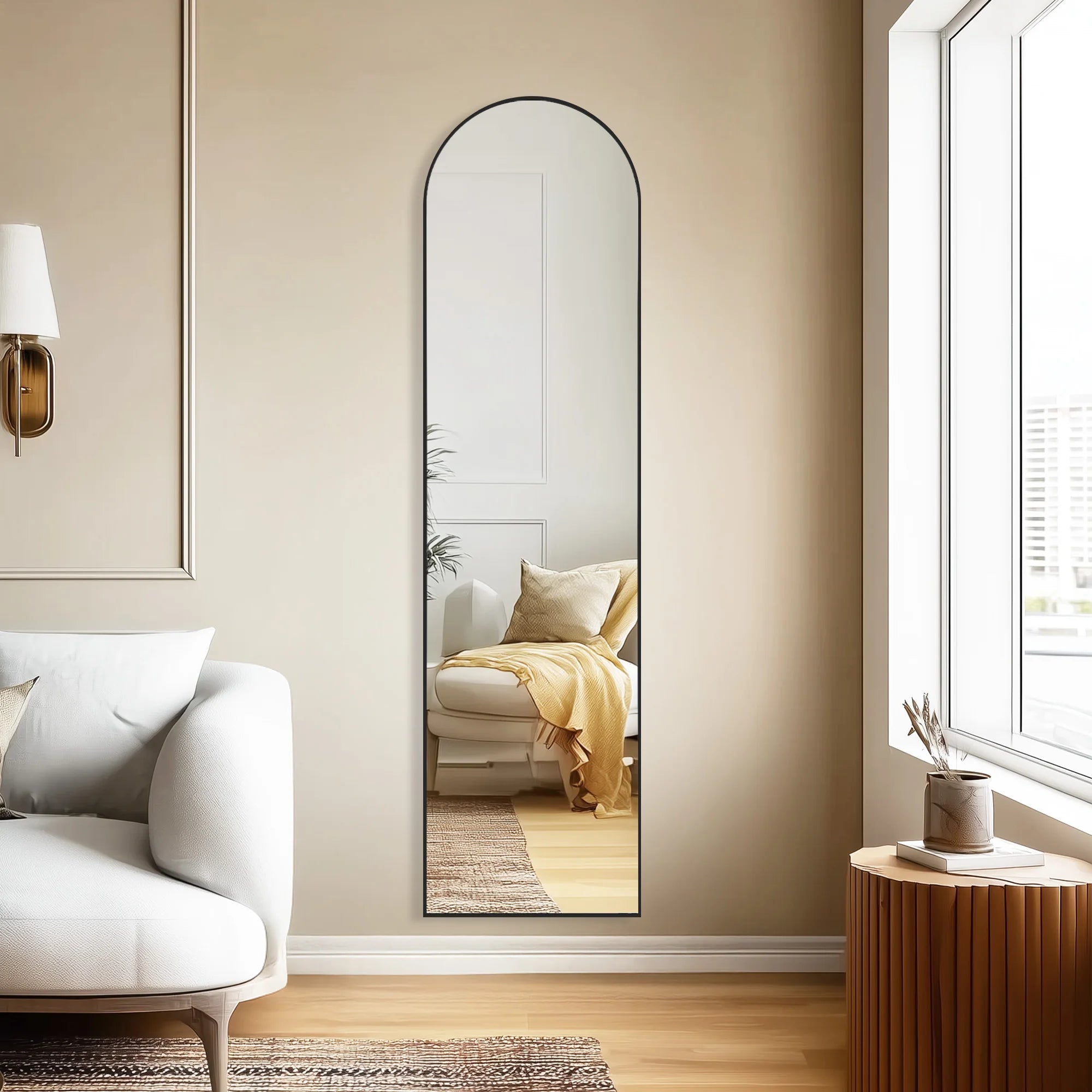 Full Length Mirror with Stand 59"x16" Floor Mirror with Aluminum Alloy Frame Body Wall-Mounted Mirrors For Bedroom/ Bathroom