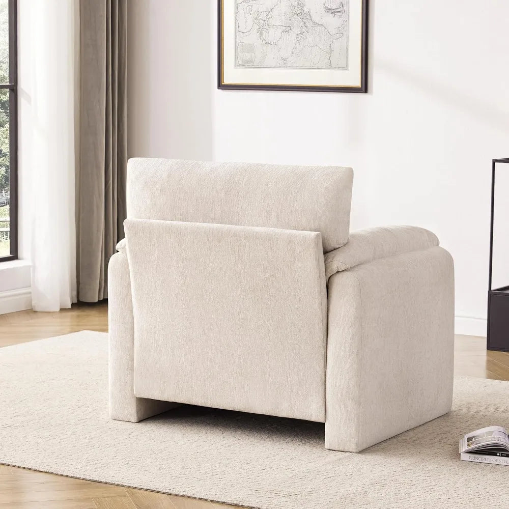 Large Chenille Armchair, 38.6" Wide Modern Lounge Chair for Living and Bedroom, Upholstered Mid-Century Style