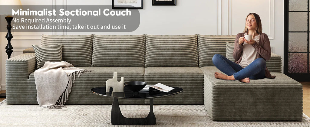 Cloud Modular Sectional Sofa Couch with L-Shape Chaise, Upholstered Couches for Living Room/ Bedroom