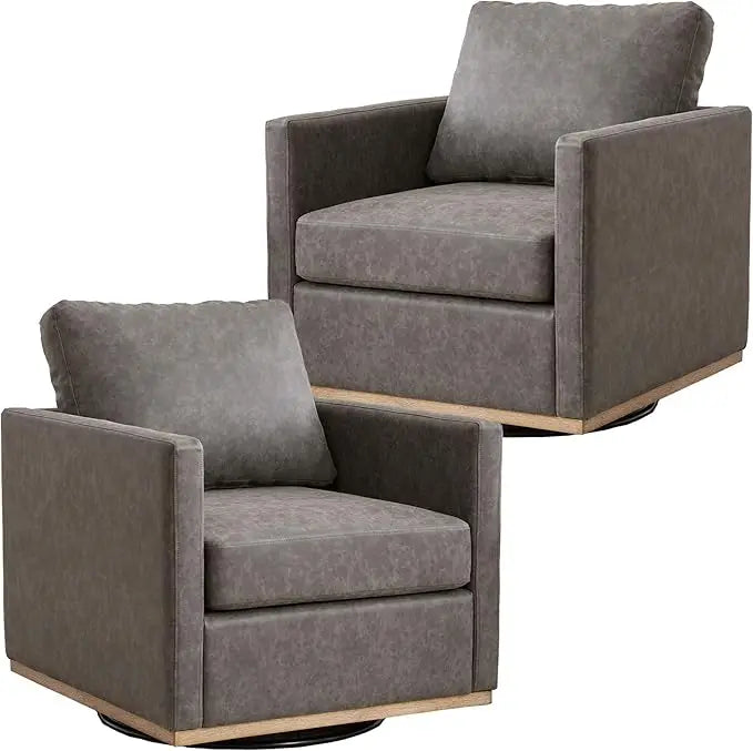 Swivel Accent Chair Set of 2, 360 Degree Square Swivel Barrel Chair for Living Room/Bedroom