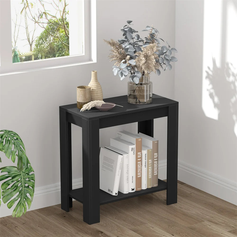 Narrow Sofa Side Table with 2-Tier Open Storage Spaces/ Modern Living Room/ Offices/ End Table Nightstand for Bedroom