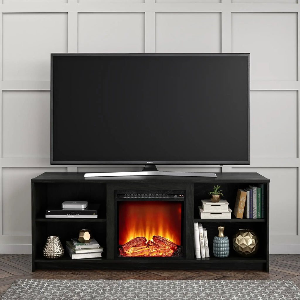 Fireplace TV Stand for TVs up to 65", Black Oak