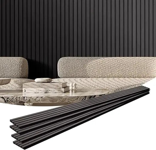 4-Piece Wood Slat Acoustic Panels, 7.9 x 94.5 Inches, MDF Decorative Wooden Wall Panels for Contemporary Interiors