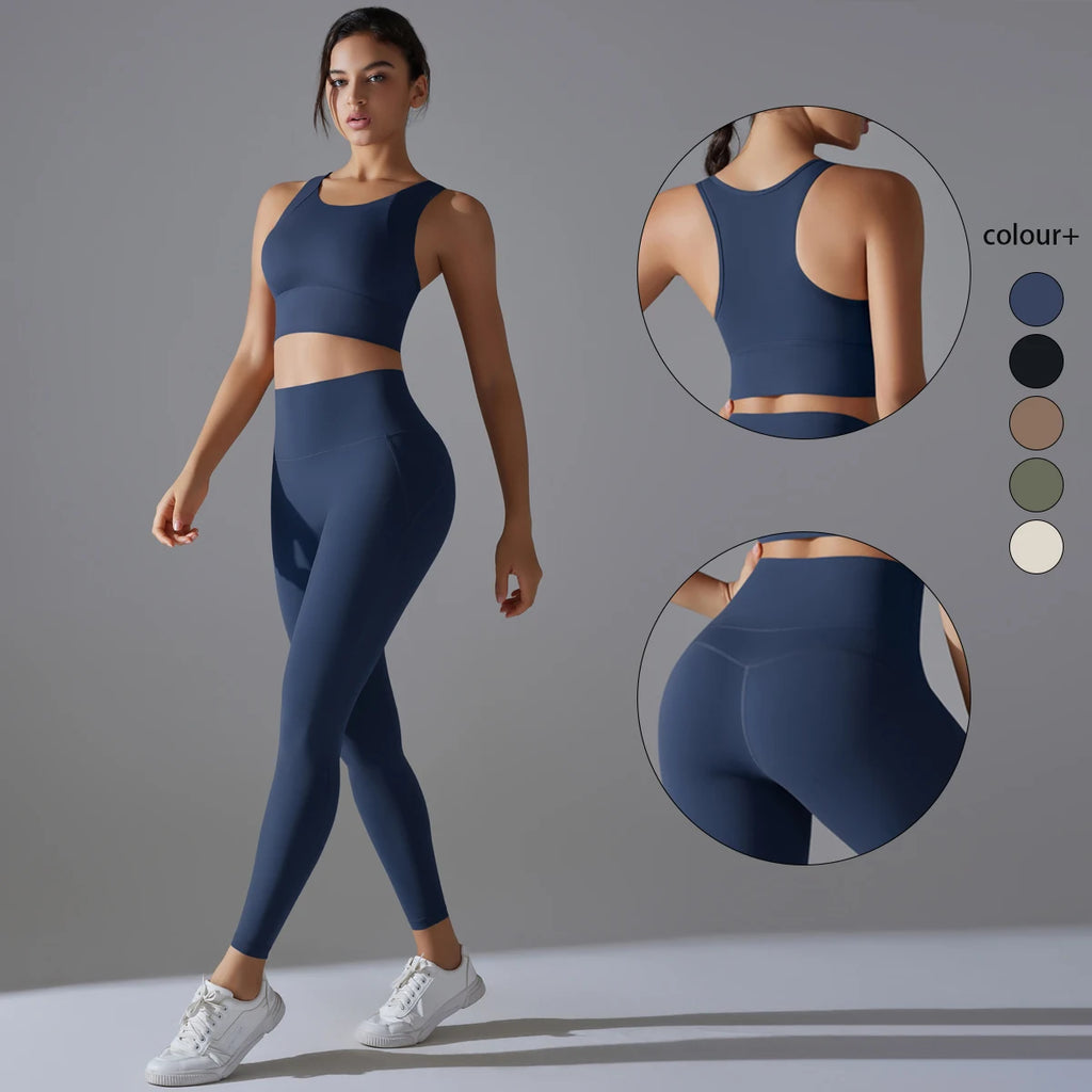 Yoga Set Women's Tracksuit/ Women Fitness Crop Top Shockproof Sports Bra/ Yoga Gym Running Pants/ Sportswear, Running, Fitness