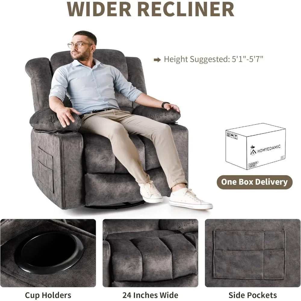Recliner Chair/Rocker/360 Degree Swivel Single Seat