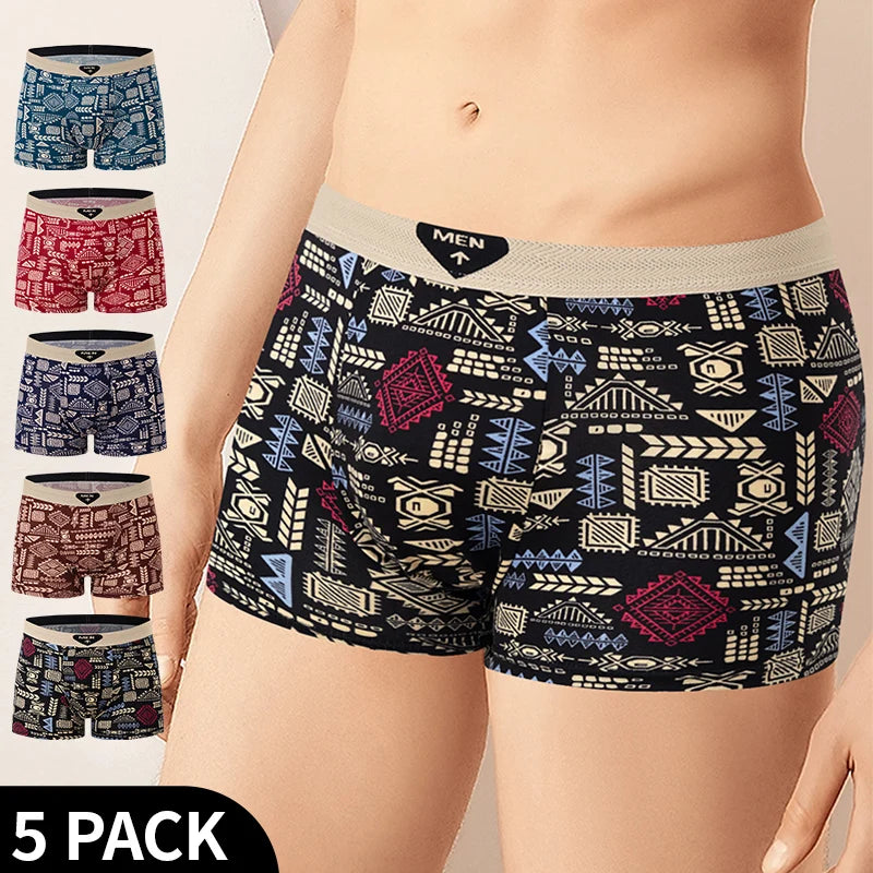 5 /10 Pack Men's Black Gold Printed Boxer Underwear Comfortable And Versatile Plus Size Sexy Young Men's Leisure Sports