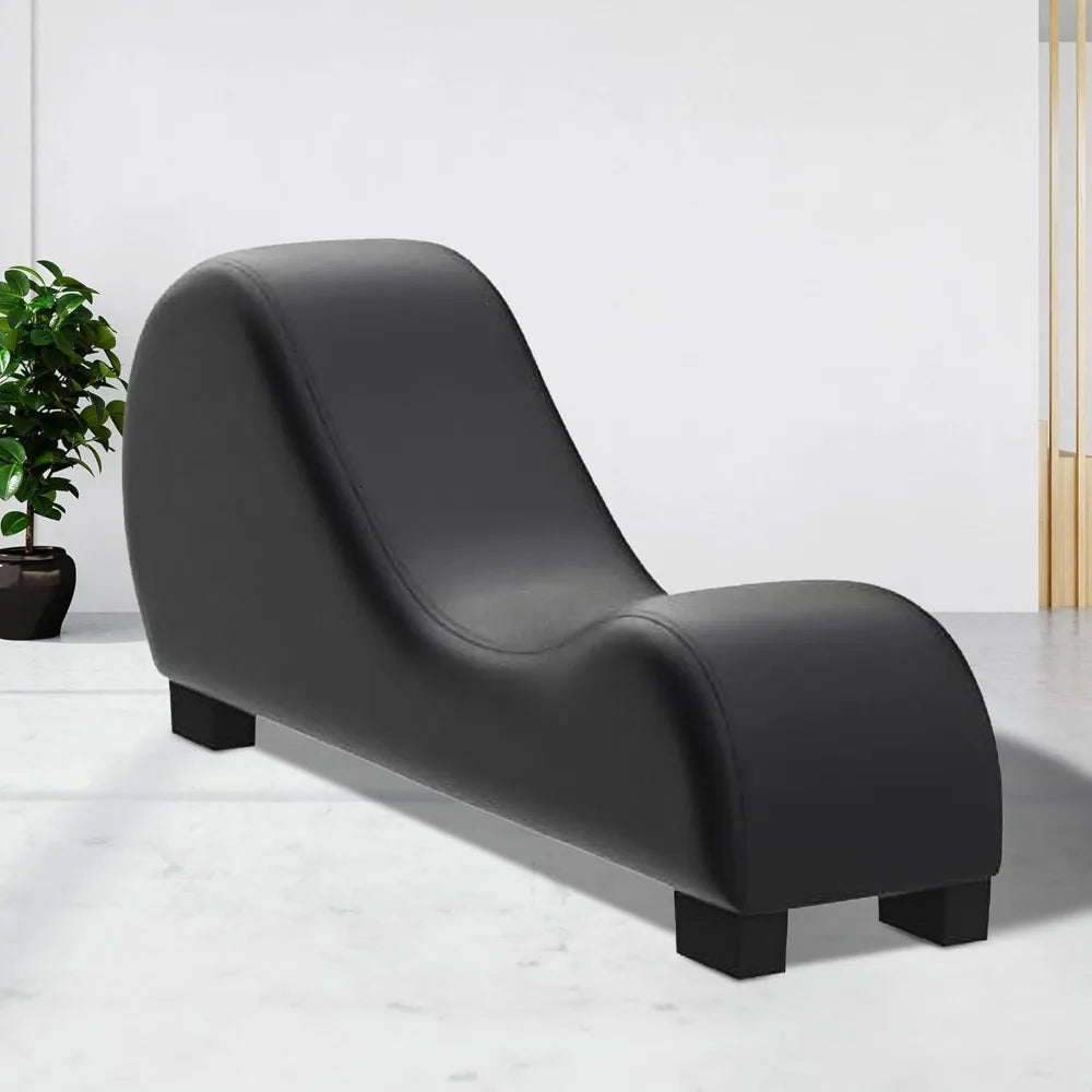 Yoga Chaise Lounge Collection- Faux Leather Curved Sofa