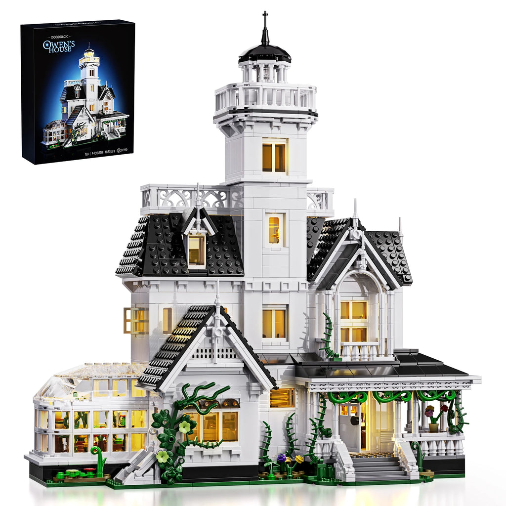 Magic House Building Set/ Home Decor with LED Light, Owens House Blocks/Model Room Decoration/Gift for Adults (1877PCS)