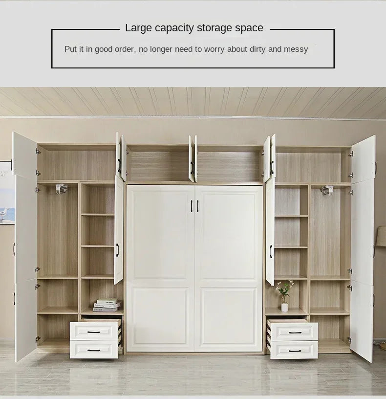 Invisible Multifunctional Wardrobe Integrated Folding Bed, Combination Study Room Bedroom Hidden Wall Cabinet Bed  Bedroom Set