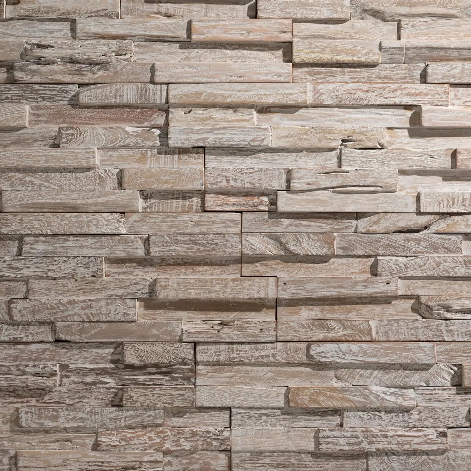 NEW UltraWood Firenze Reclaimed Teak Wood 3D Wall Panels - Home Decor Wallpaper Alterantive for Living Room, Bedroom