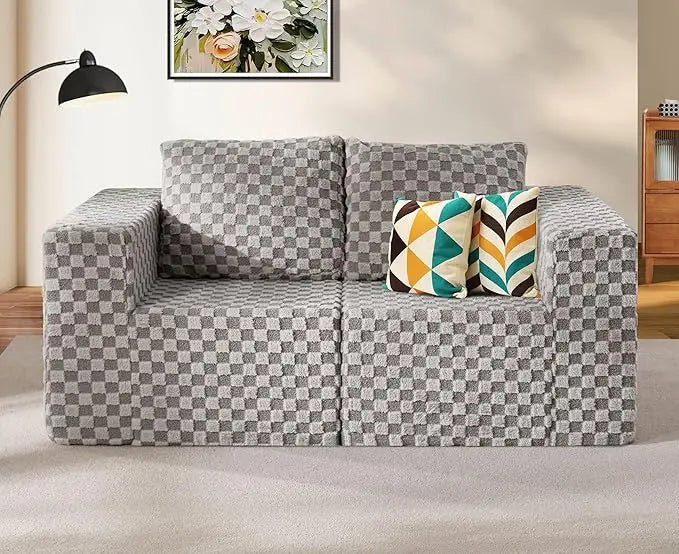 Modular Sectional Sofa 2 Seater Loveseat Modular Couch with Deep Seat Memory Foam Cloud Chair with Pillows Oversized Sectional