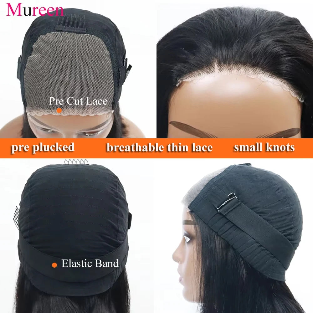 250% Density Straight Wear And Go Glueless Bob Wig 100% Human Hair For Women Ready To Go Human Hair Wigs 4x4 Lace Closure Wig