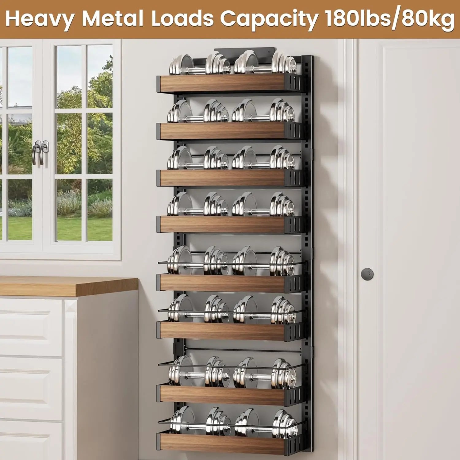 8 Tier Over The Door Pantry Organizer, 2 IN 1 Wall Mount or Hanging Spice Rack, Seasoning Shelves with Adjustable Basket