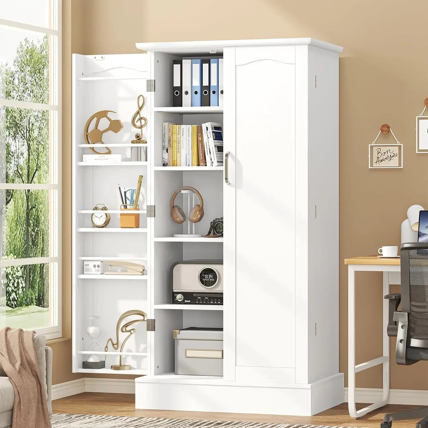 Kitchen Pantry Cabinet, Pantry Storage Cabinet with Adjustable Shelves and Drawer, Sideboard Buffet Cupboards/ Storage Shelf