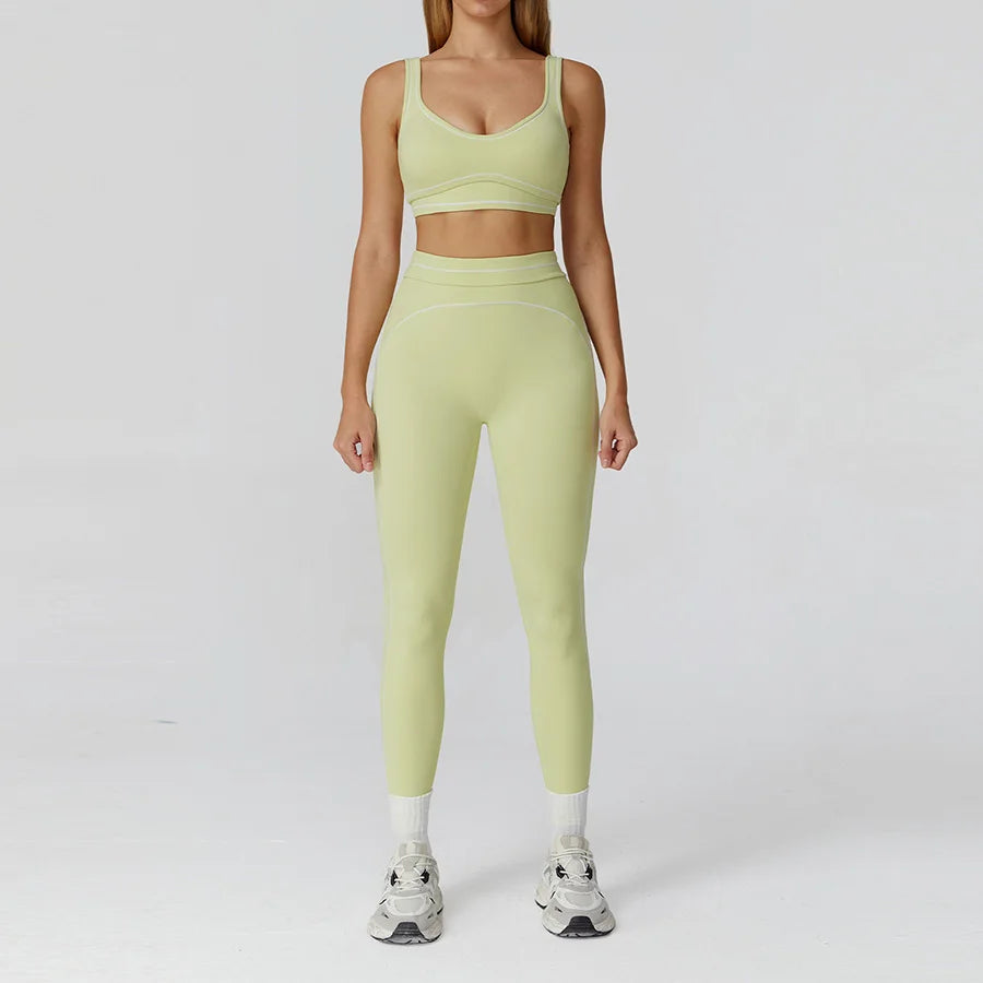2 Piece Yoga Clothes Women Tracksuit Tracksuit Athletic Wear Fitness Suit Gym Workout Push Up Clothes Sports Bra Leggings Suit