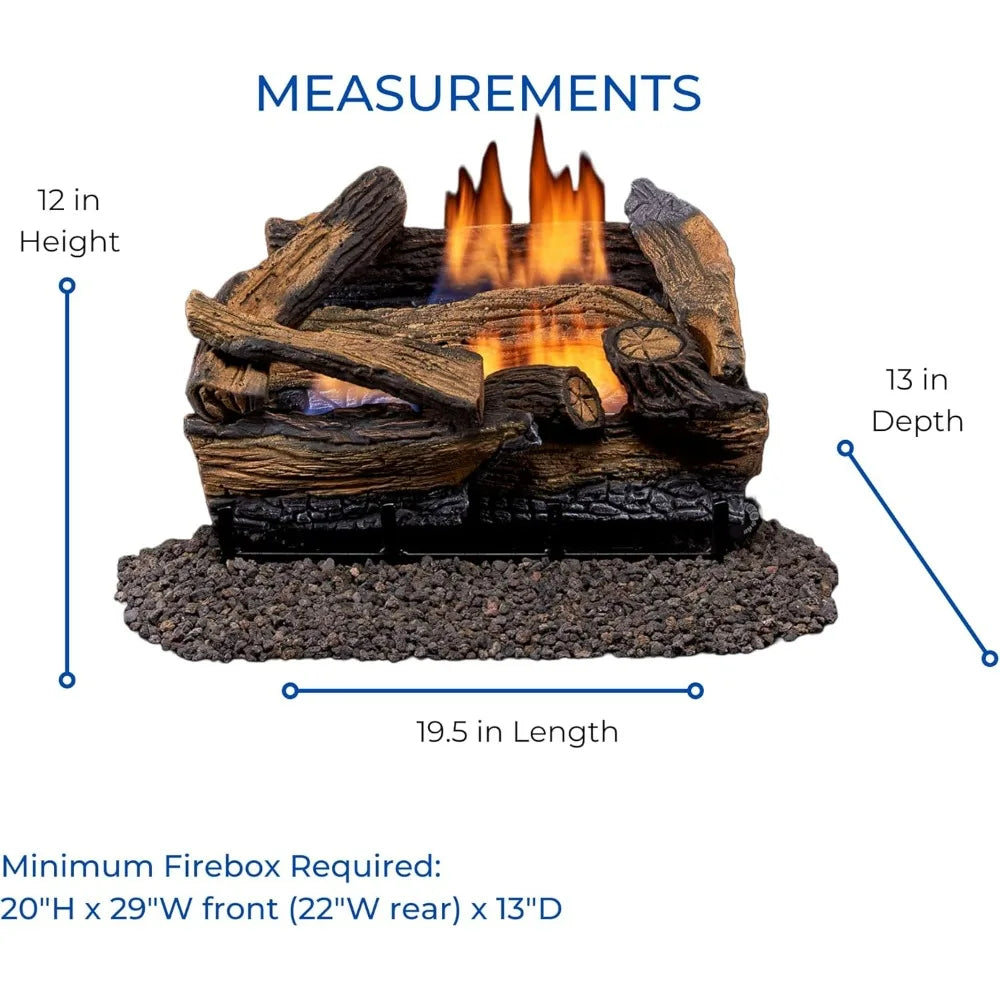 NEW-Duluth Forge DLS-18R-1 Dual Fuel Fireplace Logs with Remote, Compatible with Natural Gas or Propane, 30,000 BTU Output