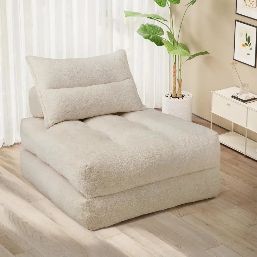 Folding Sofa Sleeper Chair for Living Room/Dorm/Office, Velvet Futon Couch, Lounge Sofa, Convertible