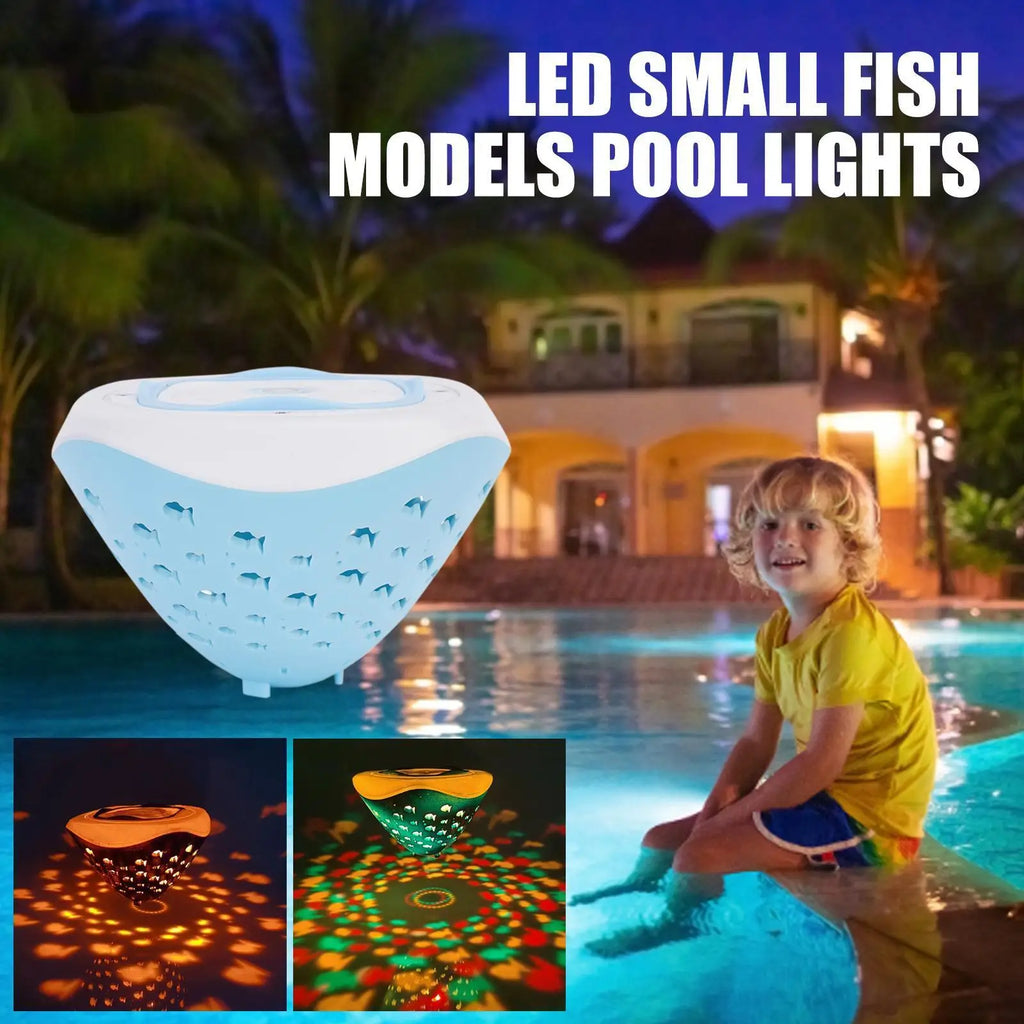 Multi Color Underwater Lamp/ Fish Pattern Floating Night Lights /4 Colors/ Battery Operated for Disco Pool Party